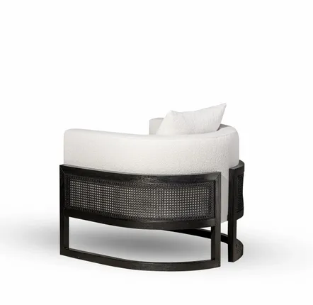 Fauteuils pour collectivités - Fauteuil Salon JULIUS assise tissu, Structure Cannage noir, Chêne noir - DUISTT