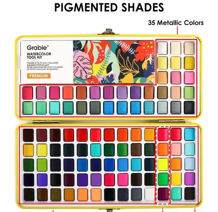 Papeterie bureau - Ensemble de 100 aquarelles haut de gamme tout-en-un - GRABIE