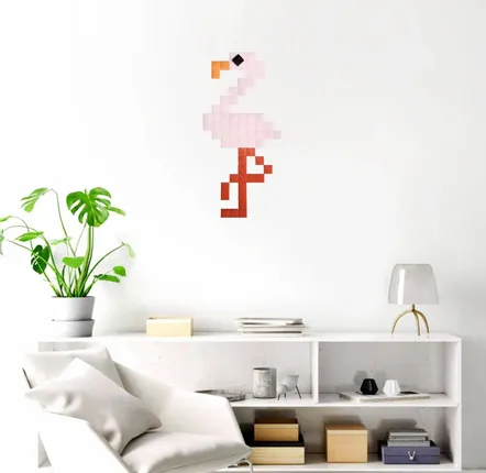 Décorations vitrail  - Mosaïque décorative en verre adhésif flamant rose #01 - PIXELBOX