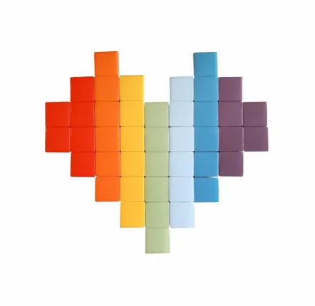 Décorations vitrail  - Mosaïque décorative en verre adhésif coeur #01 - PIXELBOX