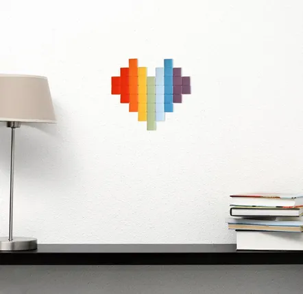 Décorations vitrail  - Mosaïque décorative en verre adhésif coeur #01 - PIXELBOX