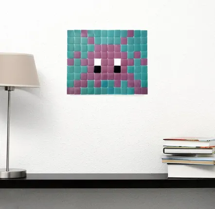 Décorations vitrail  - Mosaïque décorative en verre adhésif invader #05 - PIXELBOX