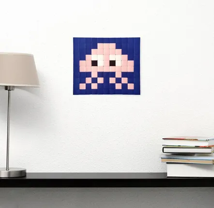 Décorations vitrail  - Mosaïque décorative en verre adhésif invader #07 - PIXELBOX
