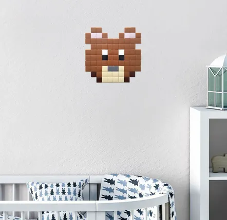 Décorations vitrail  - Mosaïque décorative en verre adhésif ourson #01 - PIXELBOX