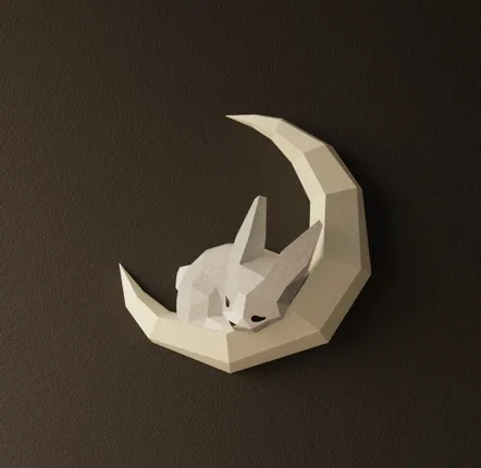 Children's decorative items - Rabbit and Moon Paper Wall Decor DIY Kits - MOKI MOKI