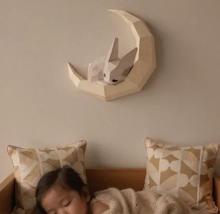 Children's decorative items - Rabbit and Moon Paper Wall Decor DIY Kits - MOKI MOKI