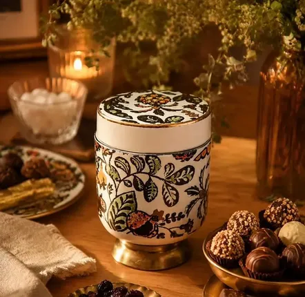 Flatware - Pedestal Lidded Jar - Persian Garden Collection - DASTHAA