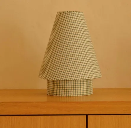 Objets de décoration - Lampe SIMONE - Vichy vert d'eau et blanc - STUDIO AL OESTÉ