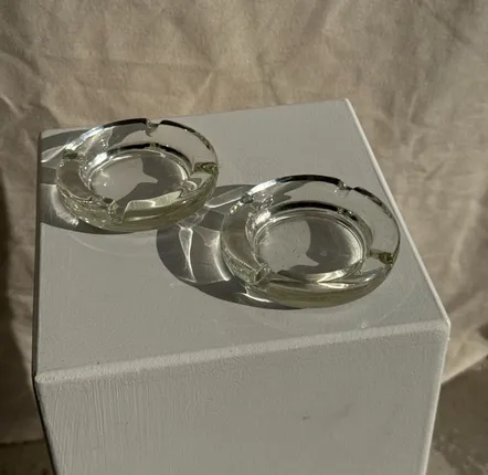 Objets de décoration - Lot de 2 cendriers vintage en verre épais porte-cigarettes D11,5 H2,5 - OFFICE OBJETS