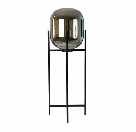 Lampadaires - Lampadaire en verre effet miroir fumé gris et acier noir - ANGEL CERDÁ