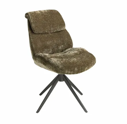 Chaises - Chaise pivotante en velours vert olive - ANGEL CERDÁ
