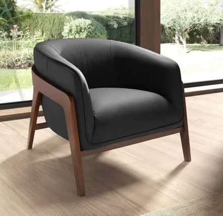 Armchairs - Black leather armchair - ANGEL CERDÁ