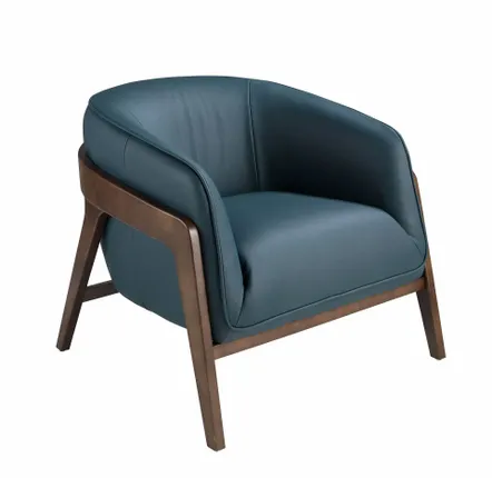 Armchairs - Petrol blue leather armchair - ANGEL CERDÁ