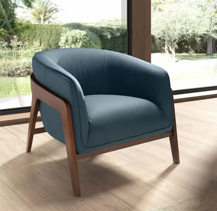 Armchairs - Petrol blue leather armchair - ANGEL CERDÁ