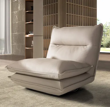 Armchairs - Taupe grey leather swivel armchair - ANGEL CERDÁ