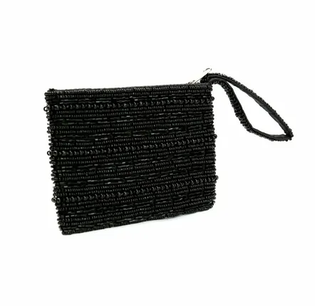 Clutches - The Black Beaded Wallet - BAZAR BIZAR LIVING