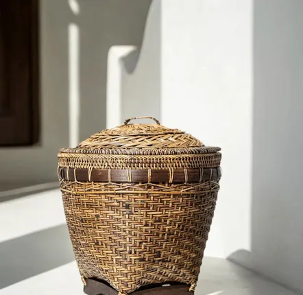 Caskets and boxes - The Colonial Storage Basket - Natural Brown - M - BAZAR BIZAR LIVING