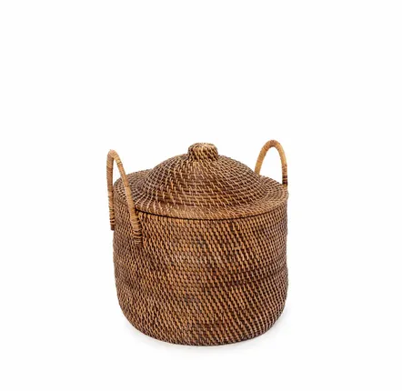 Caskets and boxes - The Colonial Handles Basket - Natural Brown - BAZAR BIZAR LIVING