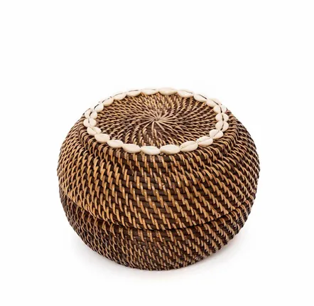 Caskets and boxes - The Colonial Peek-a-Boo Basket - Natural Brown - M - BAZAR BIZAR LIVING