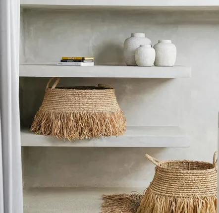 Baskets - The Raffia Deluxe Baskets - Natural - Medium - BAZAR BIZAR LIVING