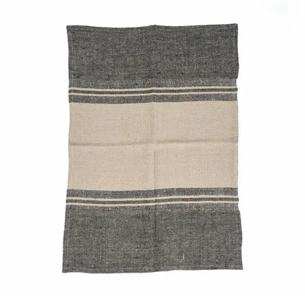 Torchons - Le Torchons Linen Dash - Noir Naturel - 50x70 - BAZAR BIZAR LIVING