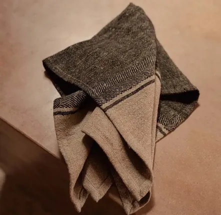 Torchons - Le Torchons Linen Dash - Noir Naturel - 50x70 - BAZAR BIZAR LIVING