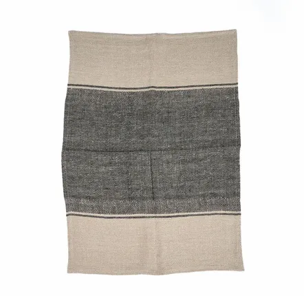 Torchons - Le Torchons Linen Moody - Noir Naturel - 50x70 - BAZAR BIZAR LIVING