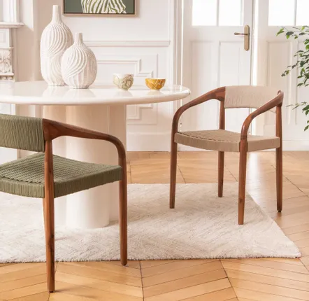 Fauteuils - Fauteuil Tressia noyer - AMADEUS