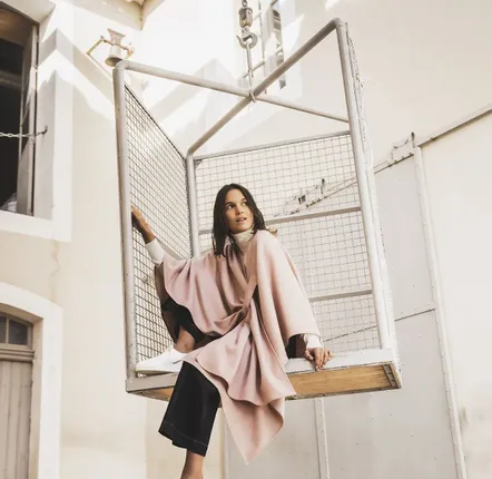 Homewear - CAPE HERA SHERPA ROSE - BRUN DE VIAN-TIRAN