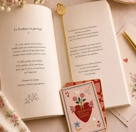 Stationery - Metal bookmark Happiness is shared — Hirondelles & Cie - HIRONDELLES &CIE