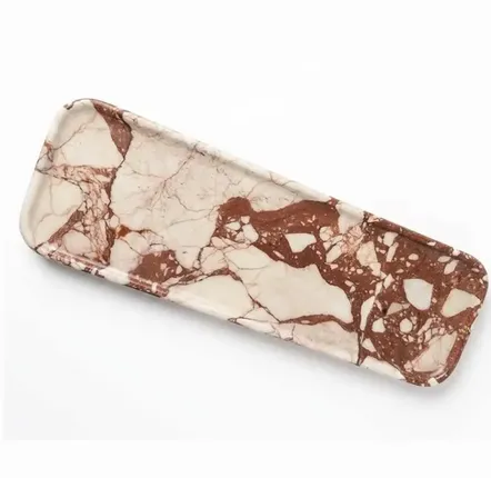 Plateaux - Plateau en marbre rouge blanc 450x150mm - SAGIT