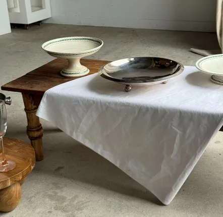 Plats et saladiers - Plat à piédouche en faïence frises végétales vertes H12 D24 - OFFICE OBJETS