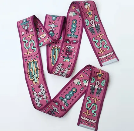 Scarves - Silk sash | The totem | pink and light blue - MON LIEN ATELIER