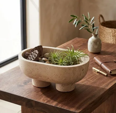 Plateaux - Bol en travertine beige - SAGIT