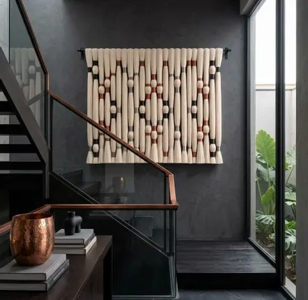 Autres décorations murales - Copper Diamond : installation murale moderne en macramé faite à la mai - SARMAL DESIGN