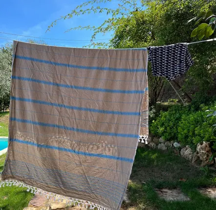 Other bath linens - hammam towel olive green/ocean blue 170x100cm - OTTOMANIA