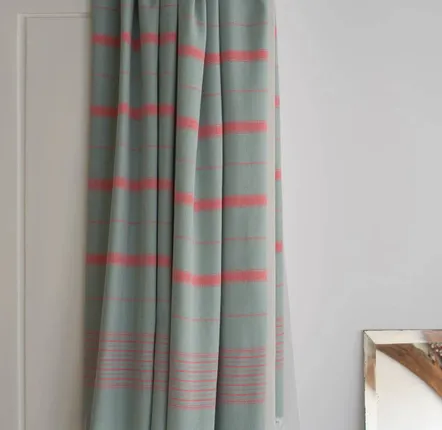 Other bath linens - hammam towel XL grey green/coral red 220x160cm - OTTOMANIA
