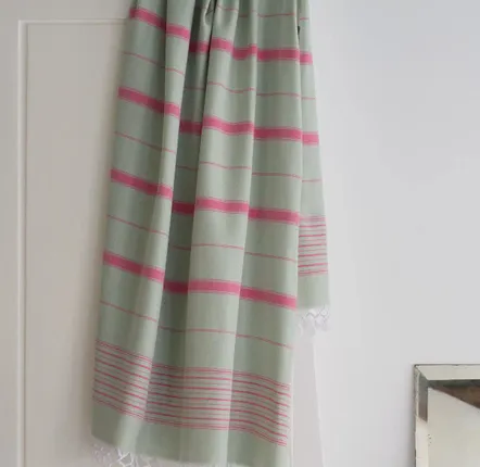 Other bath linens - hammam towel sage/fuchsia 170x100cm - OTTOMANIA