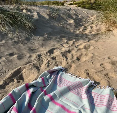 Other bath linens - hammam towel XL sage/fuchsia 220x160cm - OTTOMANIA
