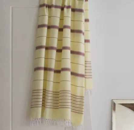 Other bath linens - hammam towel lemon yellow-chocolate brown 170x100 cm - OTTOMANIA