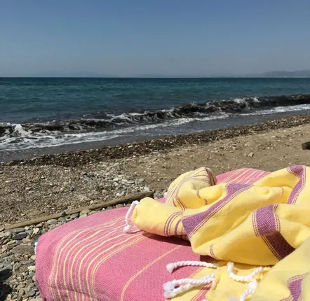 Other bath linens - hammam towel XL yellow/raspberry 220x160cm - OTTOMANIA