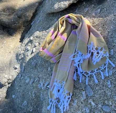 Other bath linens - hammam towel mustard yellow/sorbet pink 170x100cm - OTTOMANIA