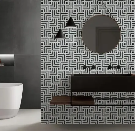 Mosaics - White green carrara marble mosaic - SAGIT