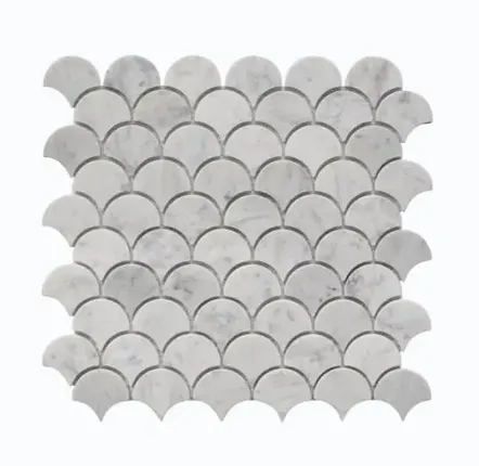 Mosaics - Carrara white fish scale marble mosaic - SAGIT