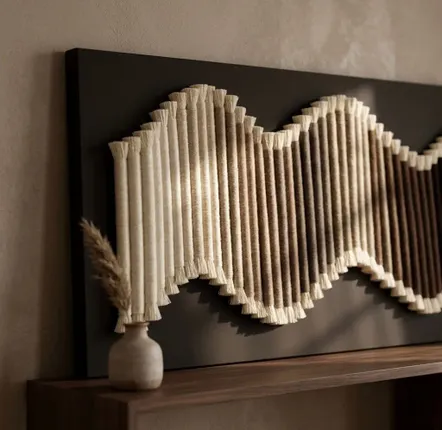 Autres décorations murales - Ethereal Wave : décoration murale textile 3D ombrée faite à la main av - SARMAL DESIGN