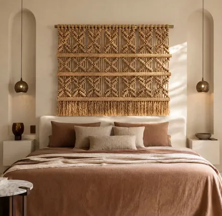 Tapestries - Beige Handcrafted Macramé Wall Hanging - NŒULUXE