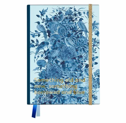 Stationery - Delft Blue Birds and Flower Print Satin/Nylon Notebook - BIEN MOVES
