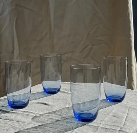 Glass - Set of 4 blue orangeade glasses H14 - OFFICE OBJETS