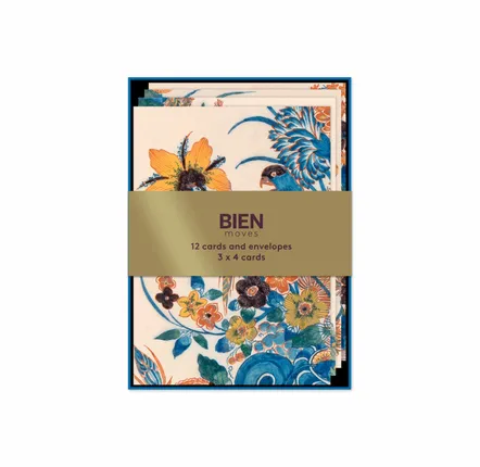 Stationery - Delft Blue Cards with Flowers & Birds, Rijksmuseum - BIEN MOVES