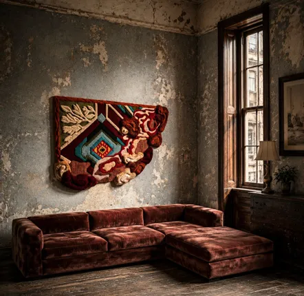 Contemporary carpets - Contemporary wall tapestry — Unique piece — Vernaculario I - ATELIER SAGRADO